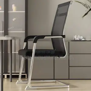 Office Chairs:Mesh Chair With Silver Frame and Armrests
