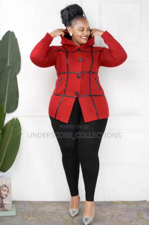 Red Sweater With Leather Stripes - thumbnail 2