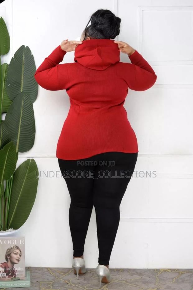 Red Sweater With Leather Stripes - thumbnail 3