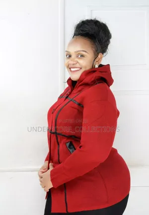 Red Sweater With Leather Stripes