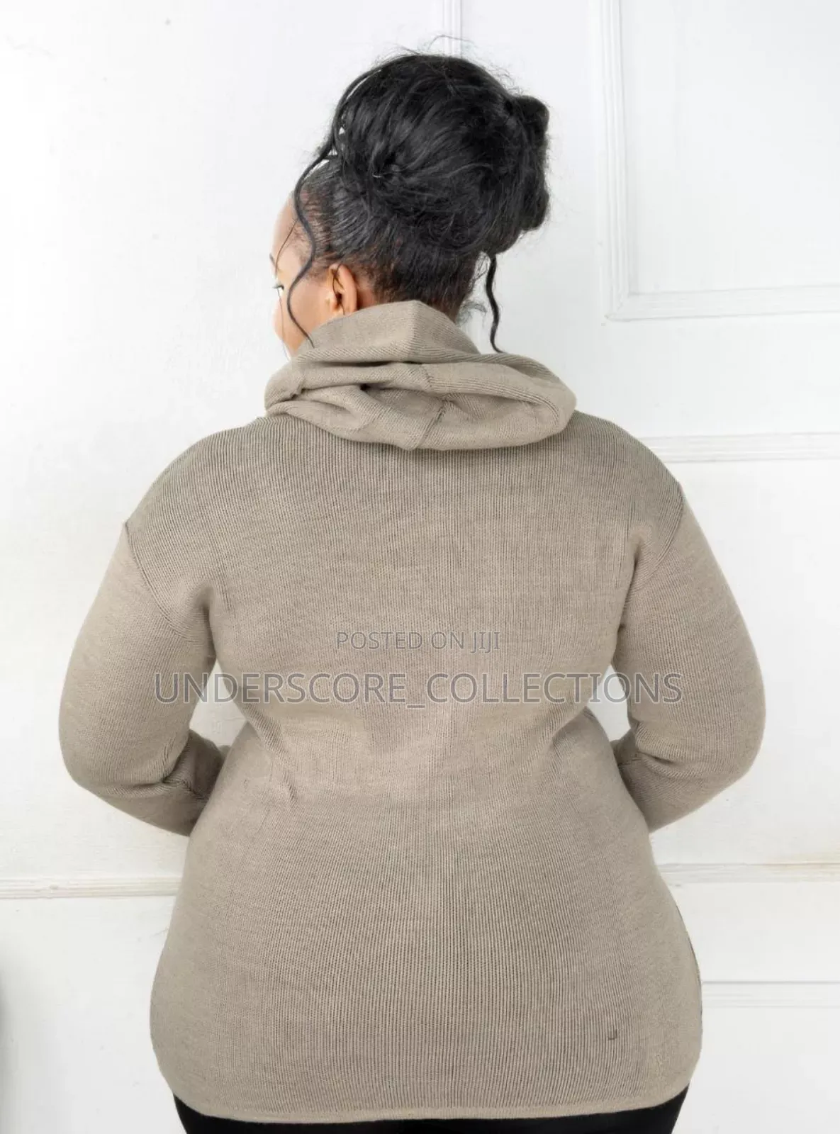 Brown Sweaters With Leather Strips