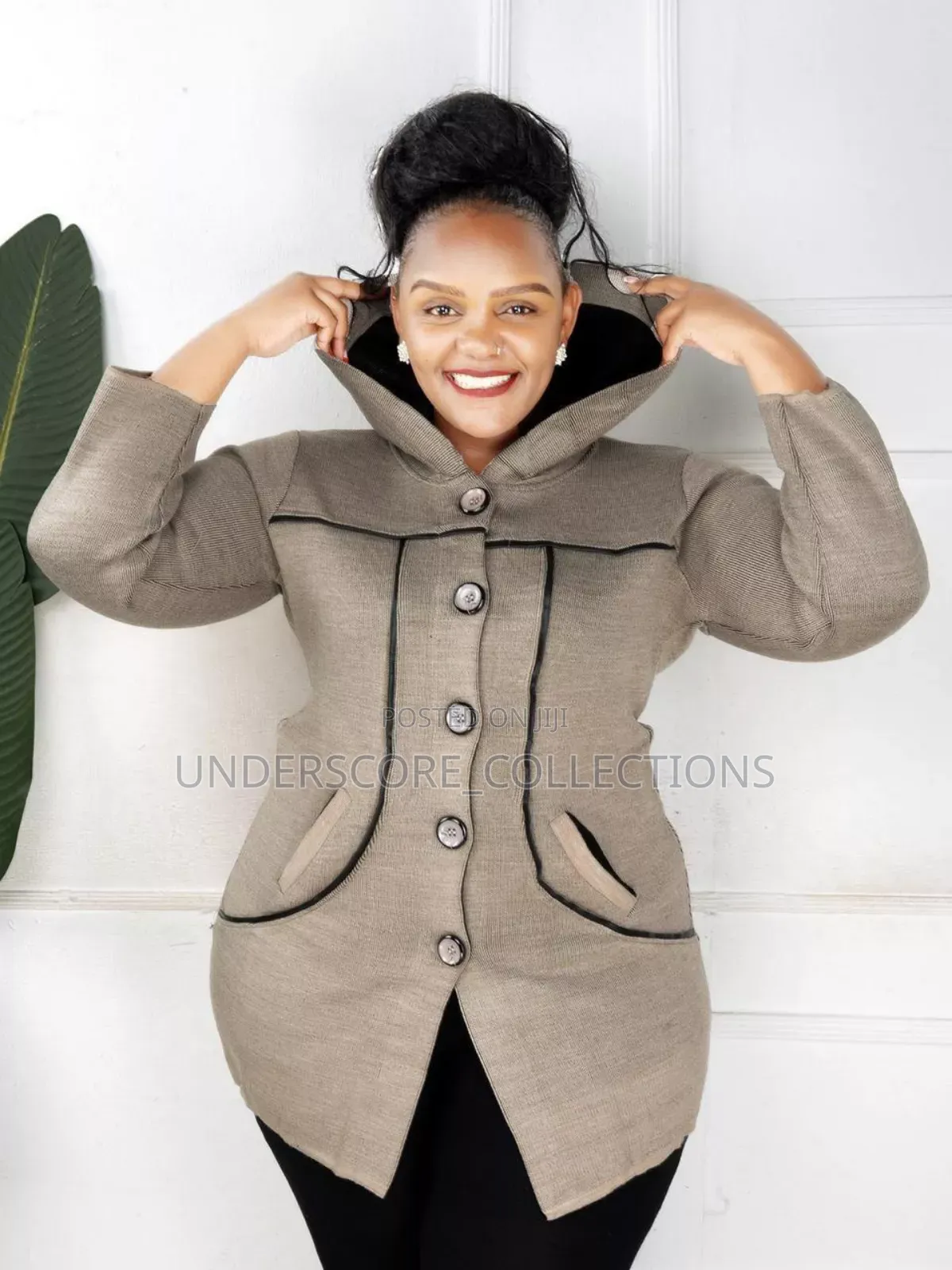 Brown Sweaters With Leather Strips