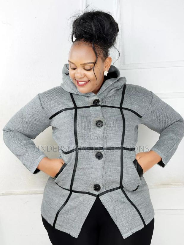 Gray Sweaters With Leather Strips - thumbnail 2