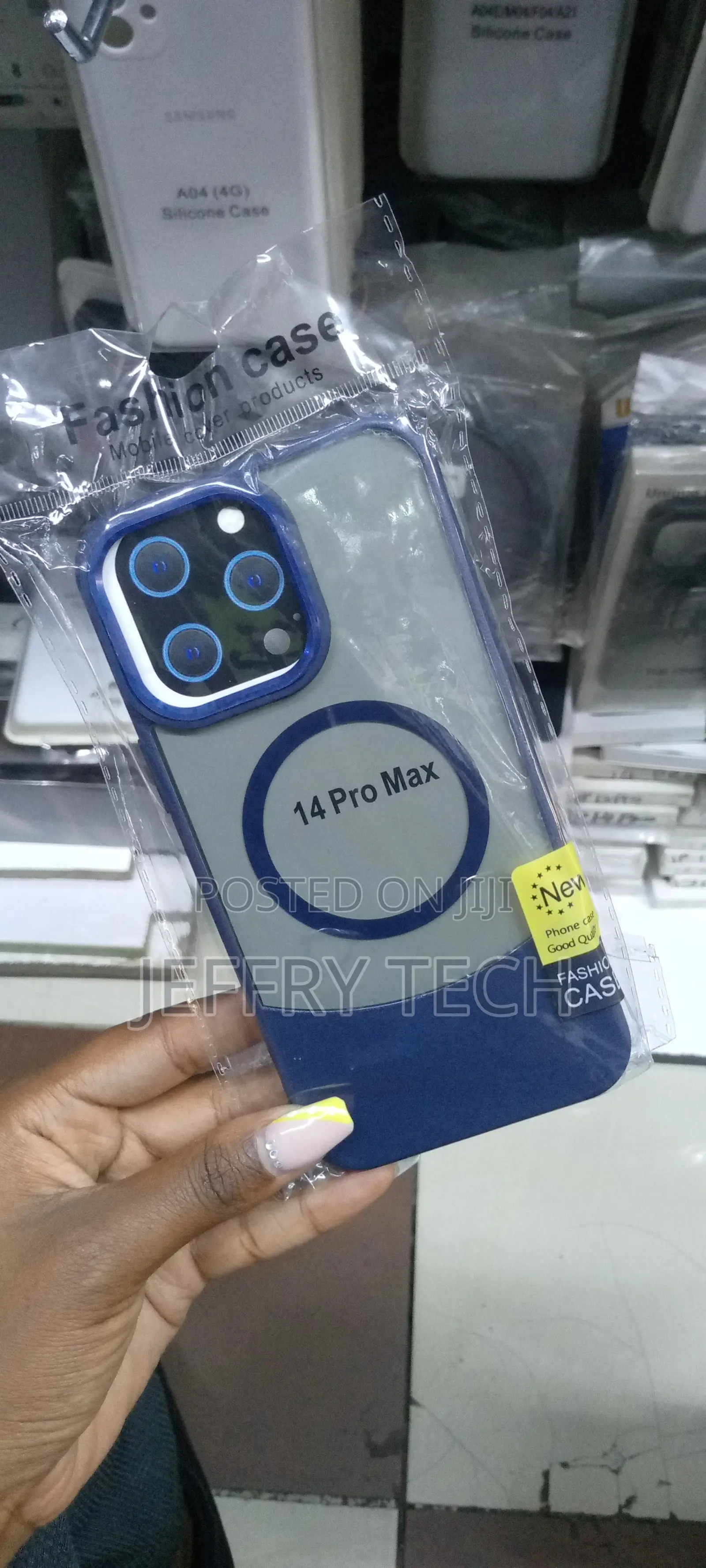 Blue iPhone 14 Pro Max Luxury Bottom Cut Magsafe Back Cover