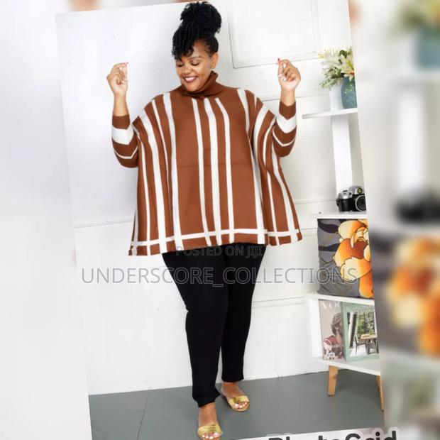 White/Brown Striped Ponchos - main view