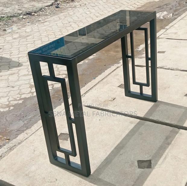 Glass Console Table Brushed Gold Podwer Coating. - main view