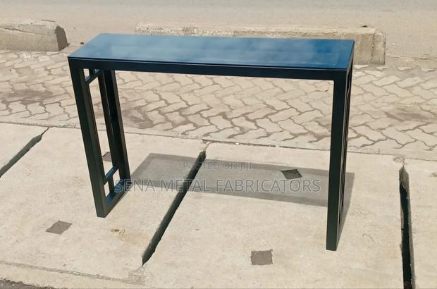Glass Console Table Brushed Gold Podwer Coating. - thumbnail 2