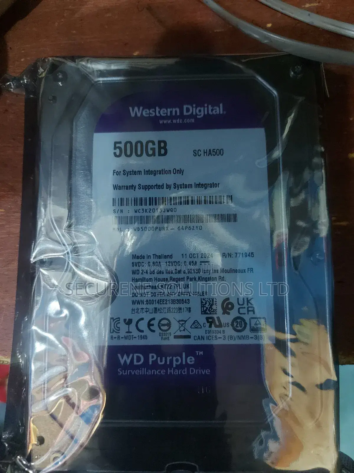 Western Digital Purple 500gb Surveillance Hard Drive