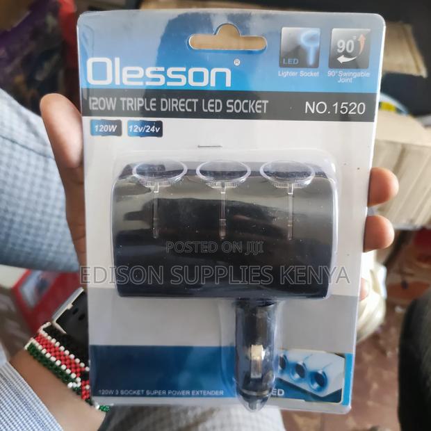 Olesson Triple Led Socket Car Socket Extension Extenders - thumbnail 4