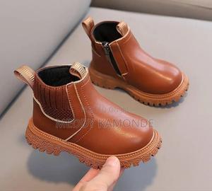 Brown Black Unisex Kids Boots - thumbnail 2