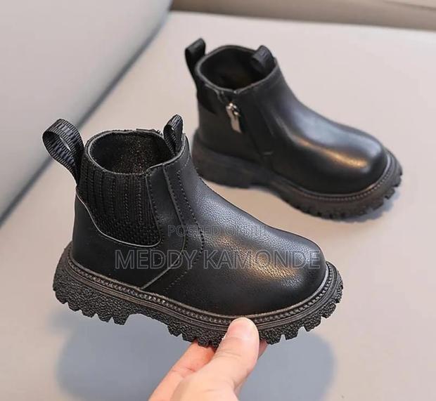 Brown Black Unisex Kids Boots - thumbnail 3