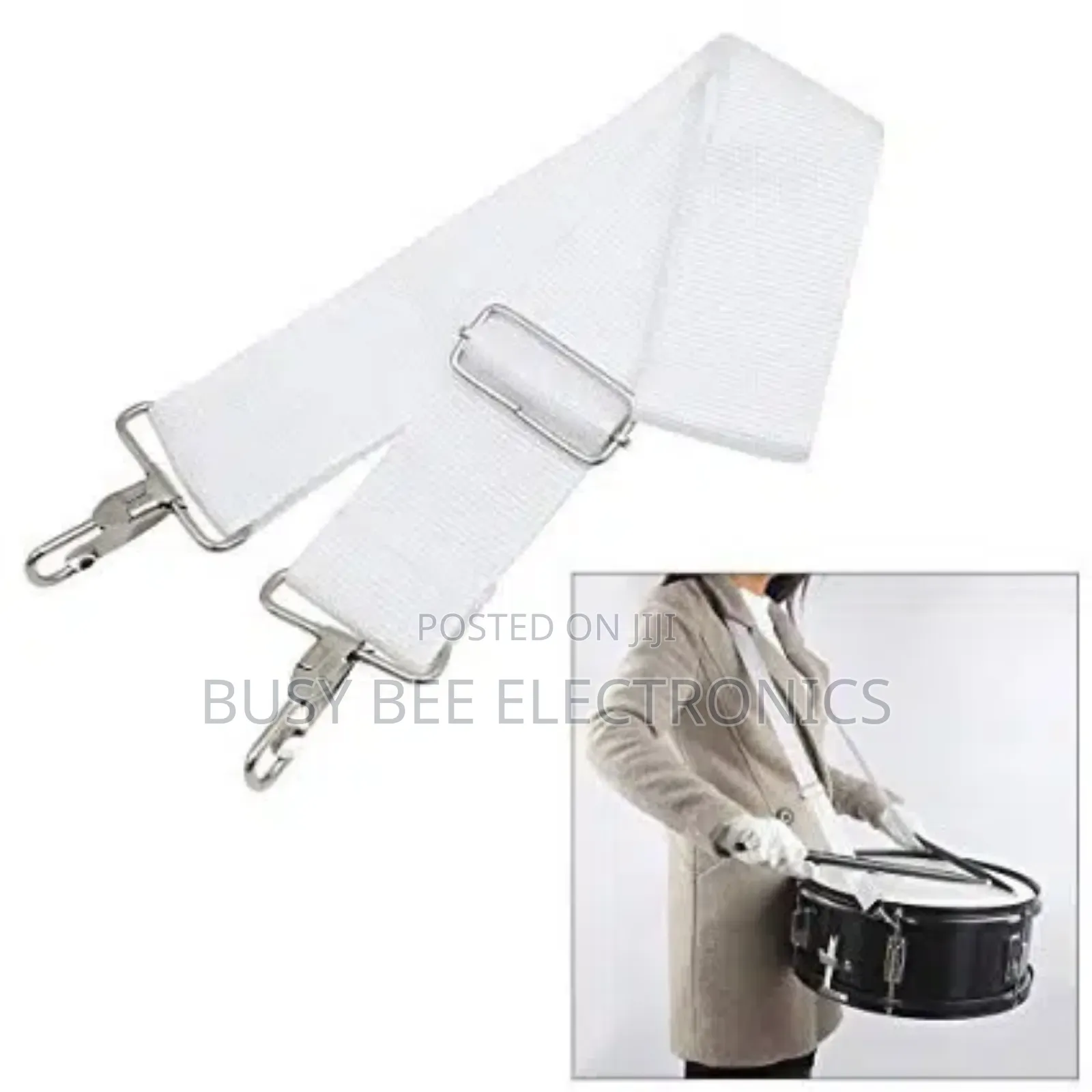 Marching Snare Drum Strap / Tom / Surdo – White