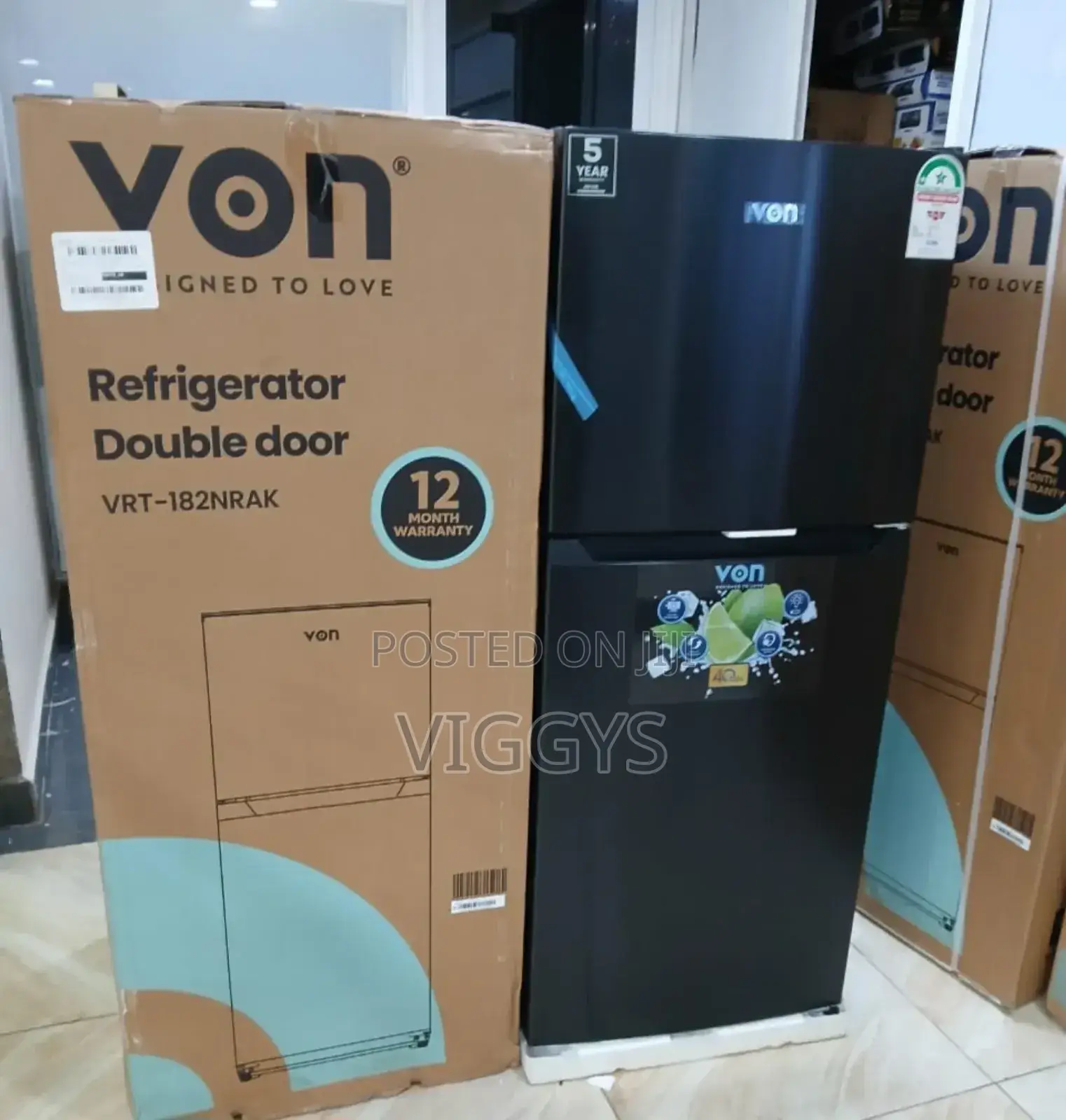 182 Litres No Frost Von Fridge ,Dark Inbox Refrigerator