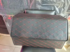 Red Stitches Black Leather Rear Boot Trunk Boot Organizer