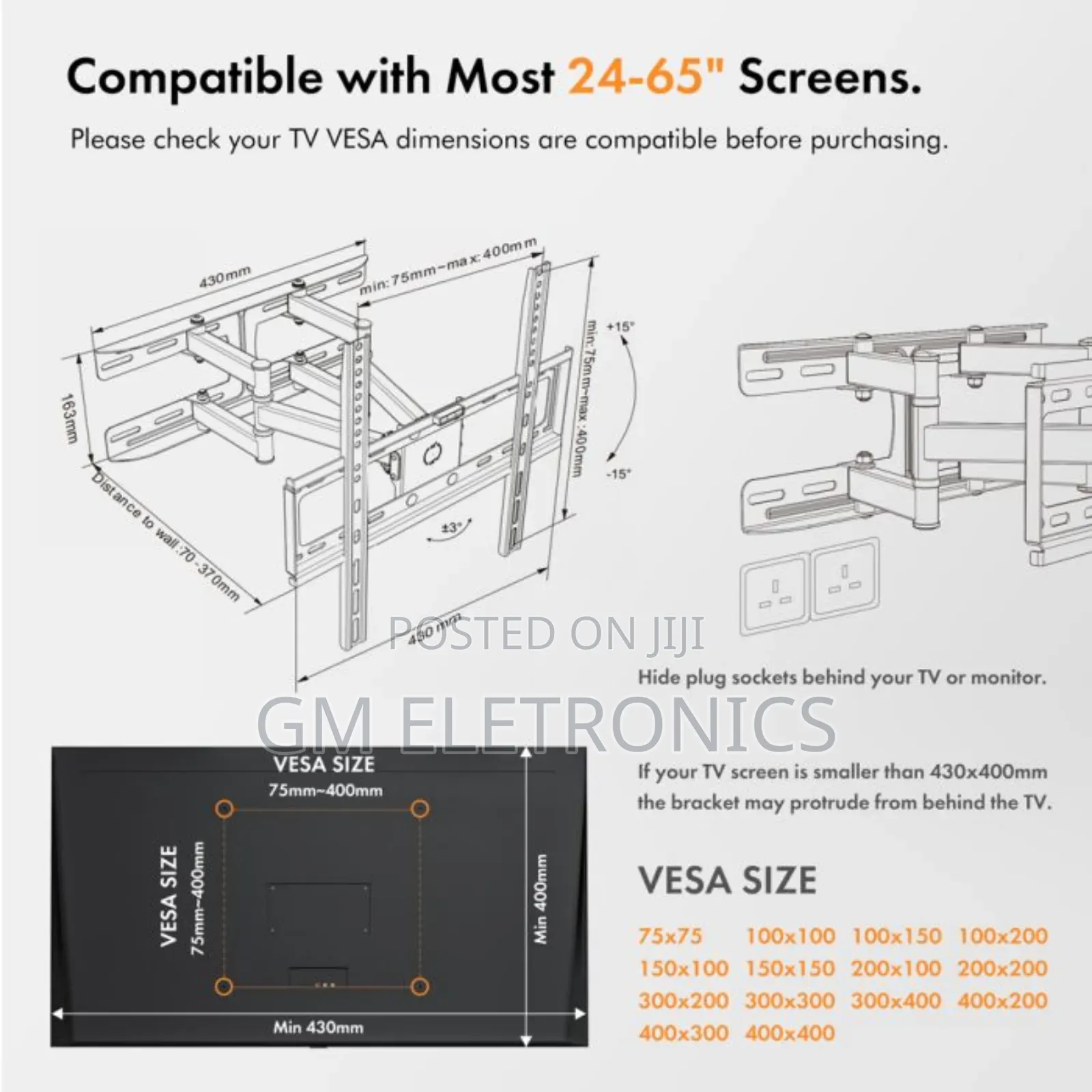 24-65 Inch Cantilever Tv Bracket(Full-motion)