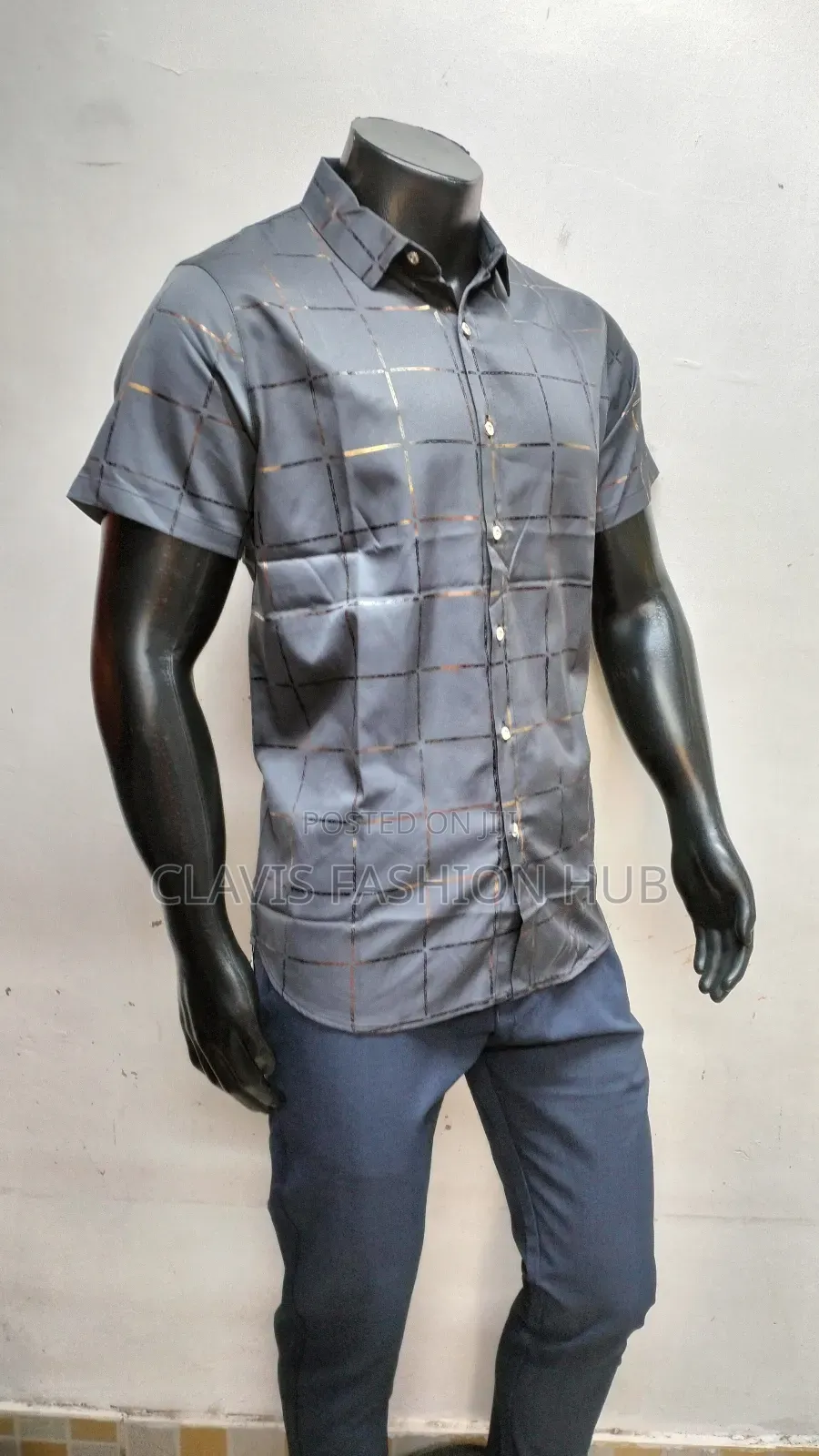 Grey and Gold Shirt Men Shirt