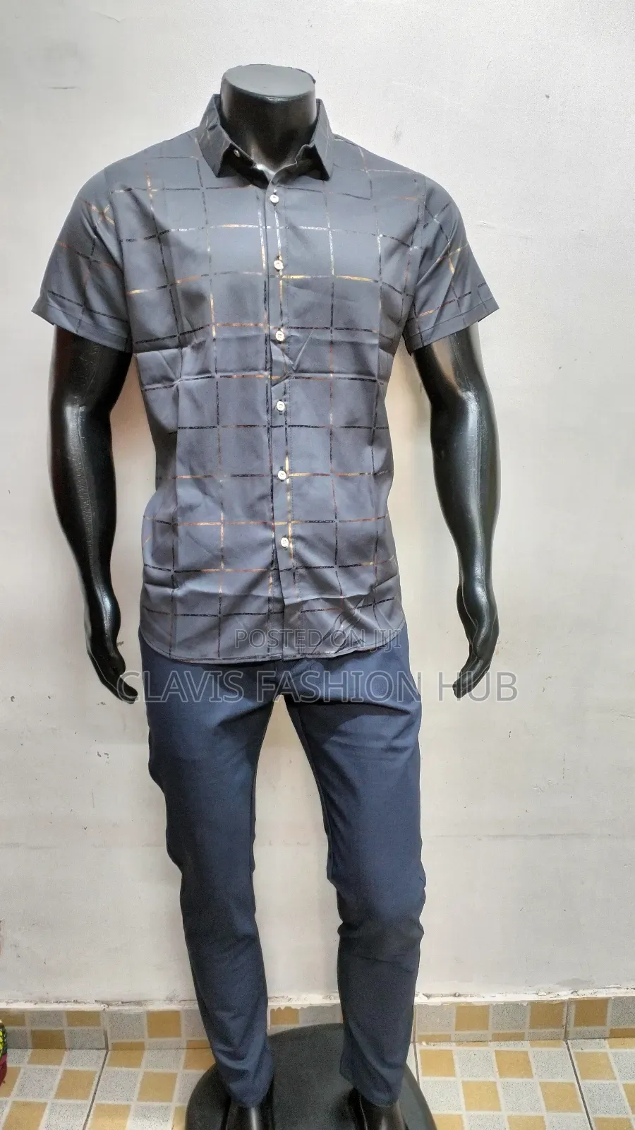 Grey and Gold Shirt Men Shirt