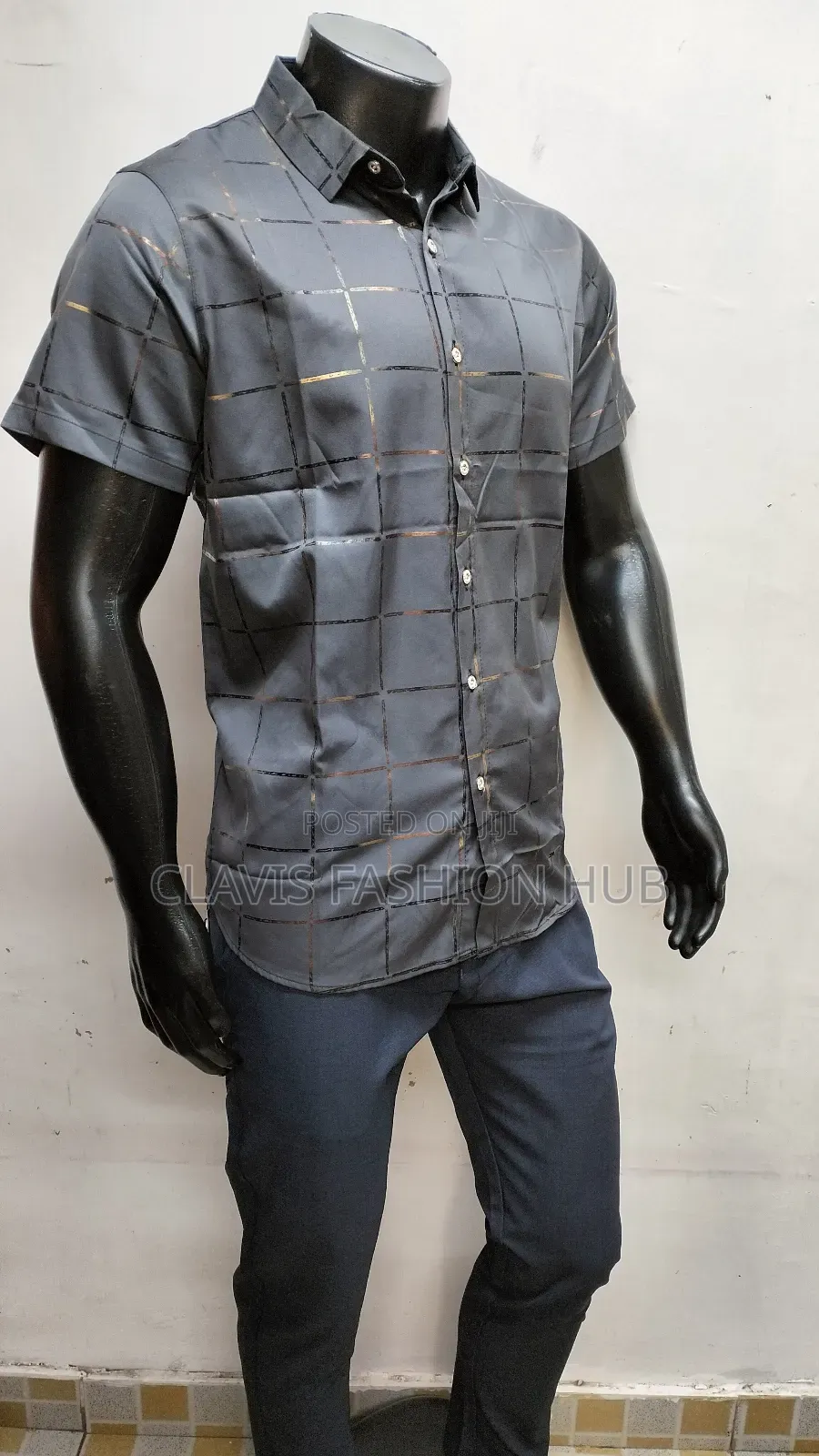 Grey and Gold Shirt Men Shirt