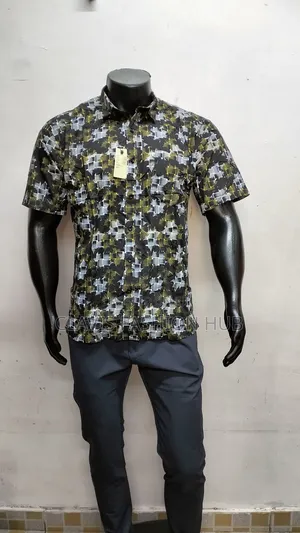 Black Flowered Shirt Short Sleeves
