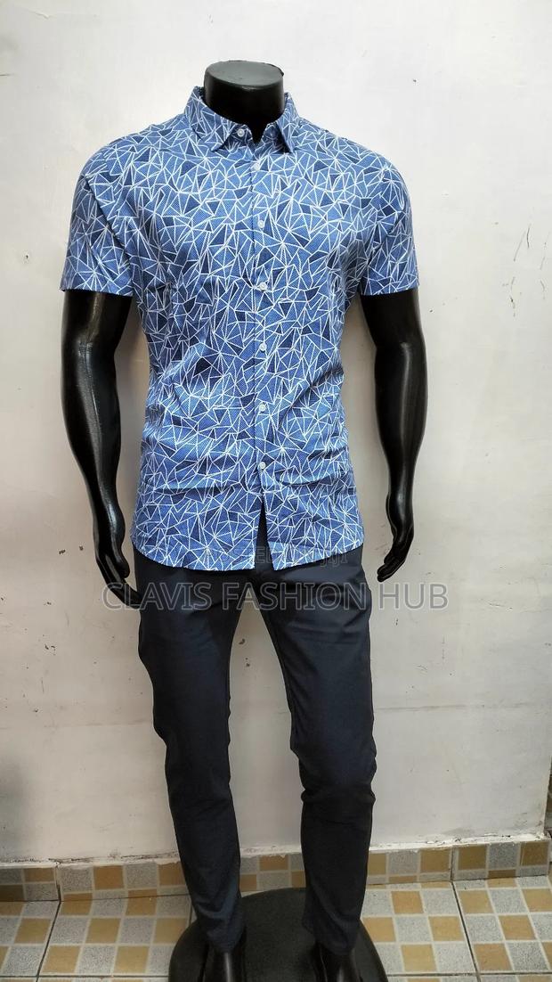 Blue Decorated Men Shirts-Casual