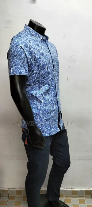 Blue Decorated Men Shirts-Casual