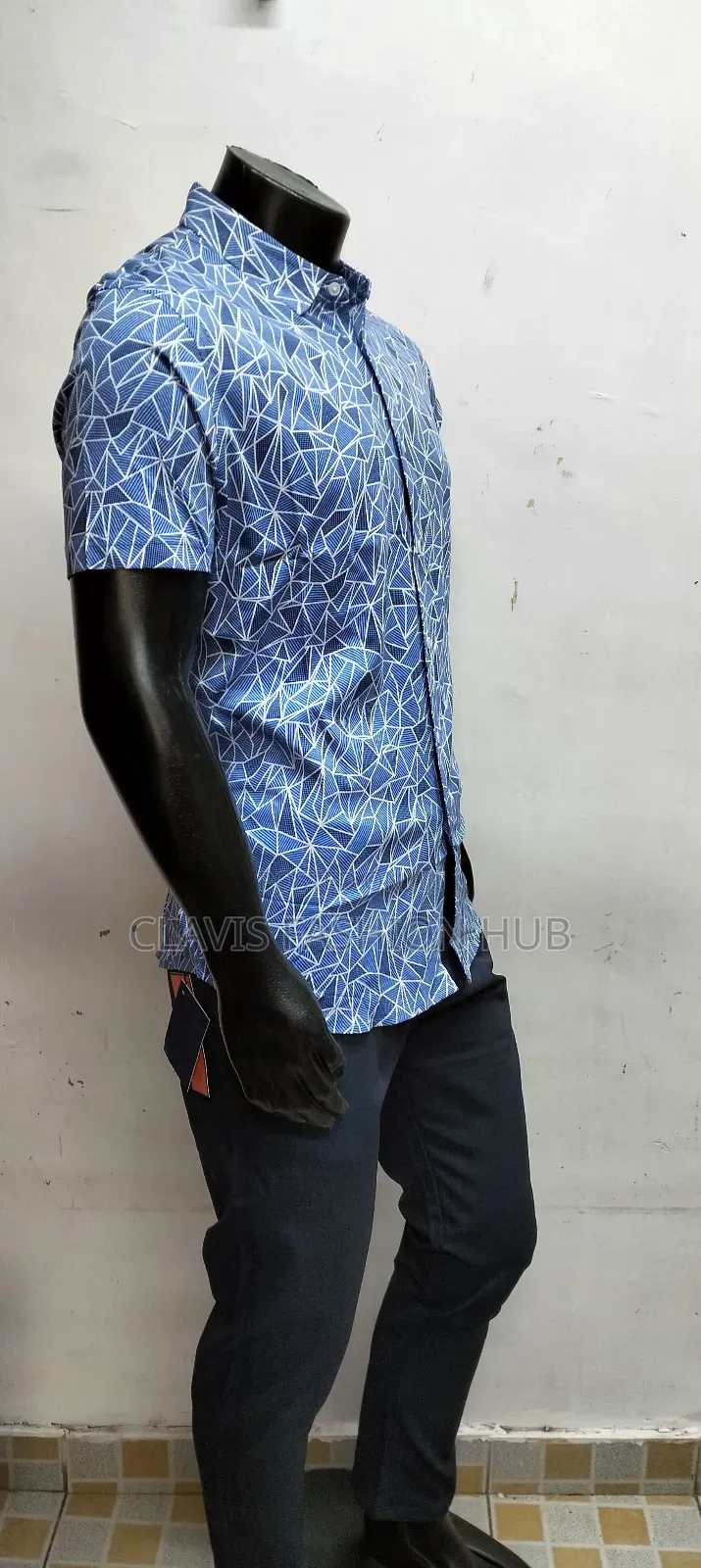 Blue Decorated Men Shirts-Casual