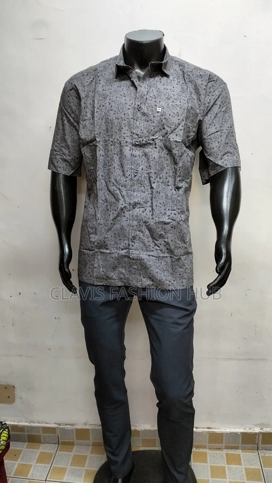 Grey Little Flowered Shirt for Men