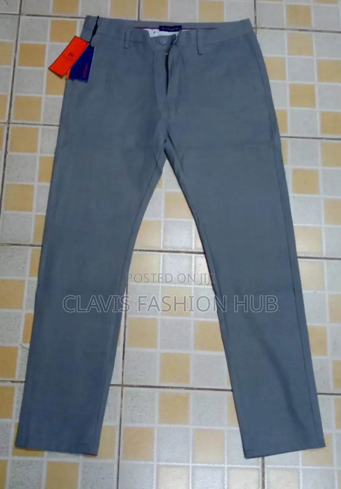 Grey Khaki Office Pants With Hidden Pocket