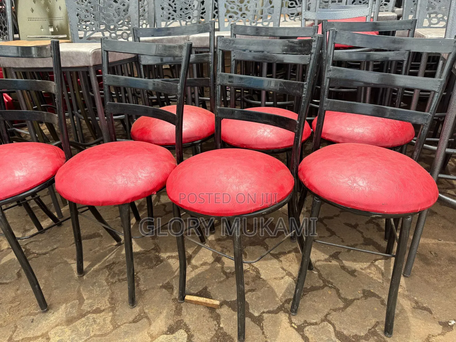 Red Round Restaurants And Bar Low Chairs