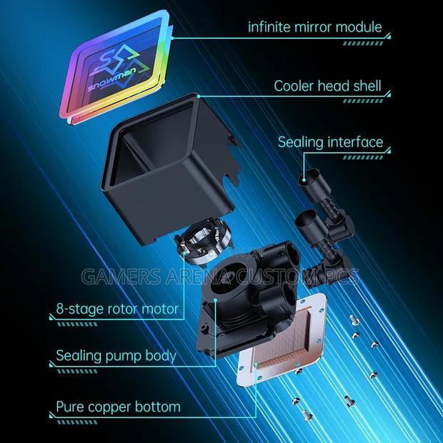 Snowman 360mm Argb Aio Radiator Liquid Cpu Cooler. (Black) - thumbnail 2