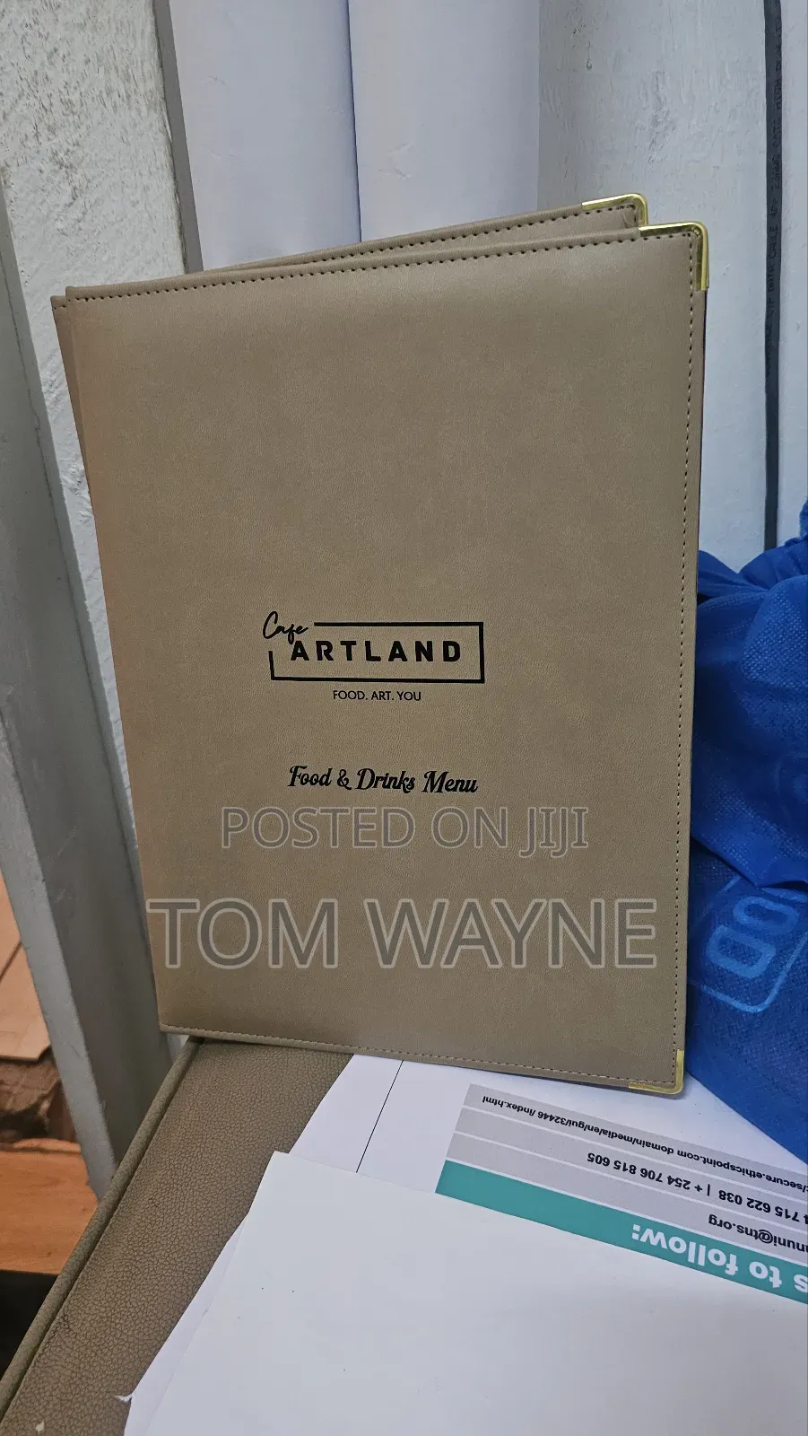 Soft Leather Menu Booklet Cover With Nylon Pouches