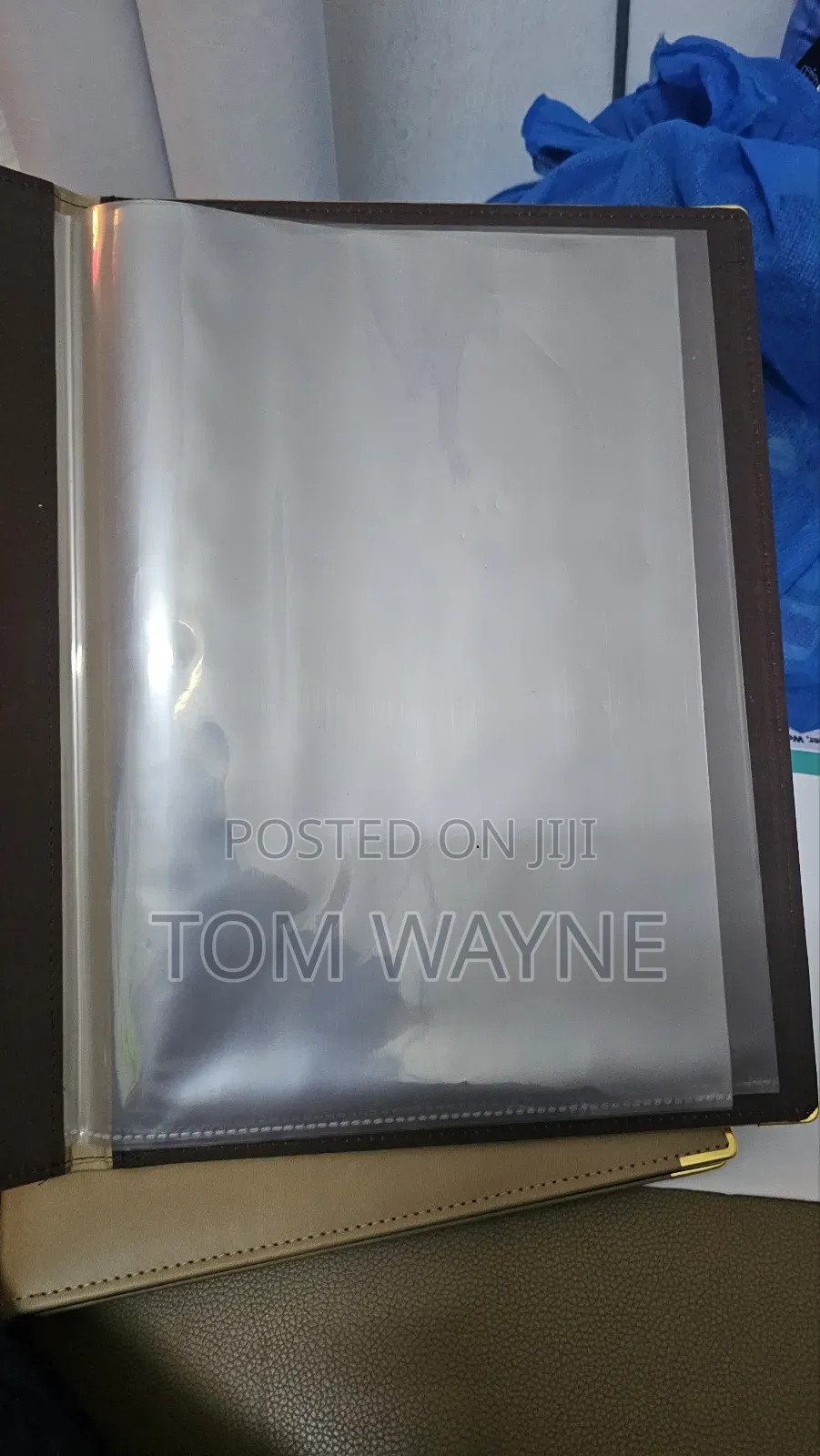 Soft Leather Menu Booklet Cover With Nylon Pouches