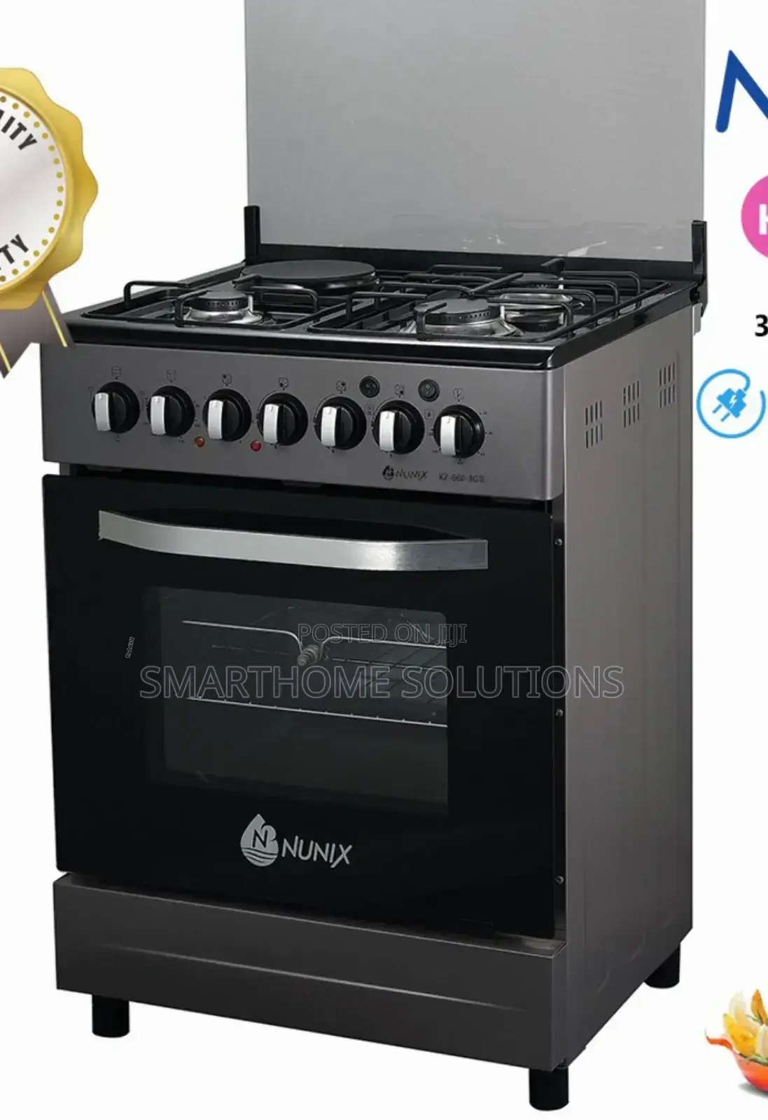 Nunix 60×60 3+1 Free Standing Cooker Plus Electric Oven N/3g