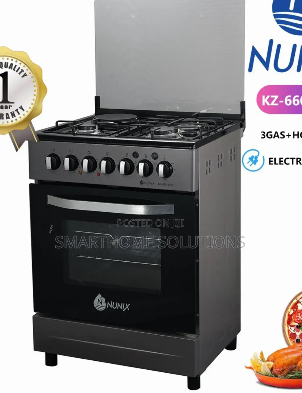 Nunix 60×60 3+1 Free Standing Cooker + Electric Oven N/3g