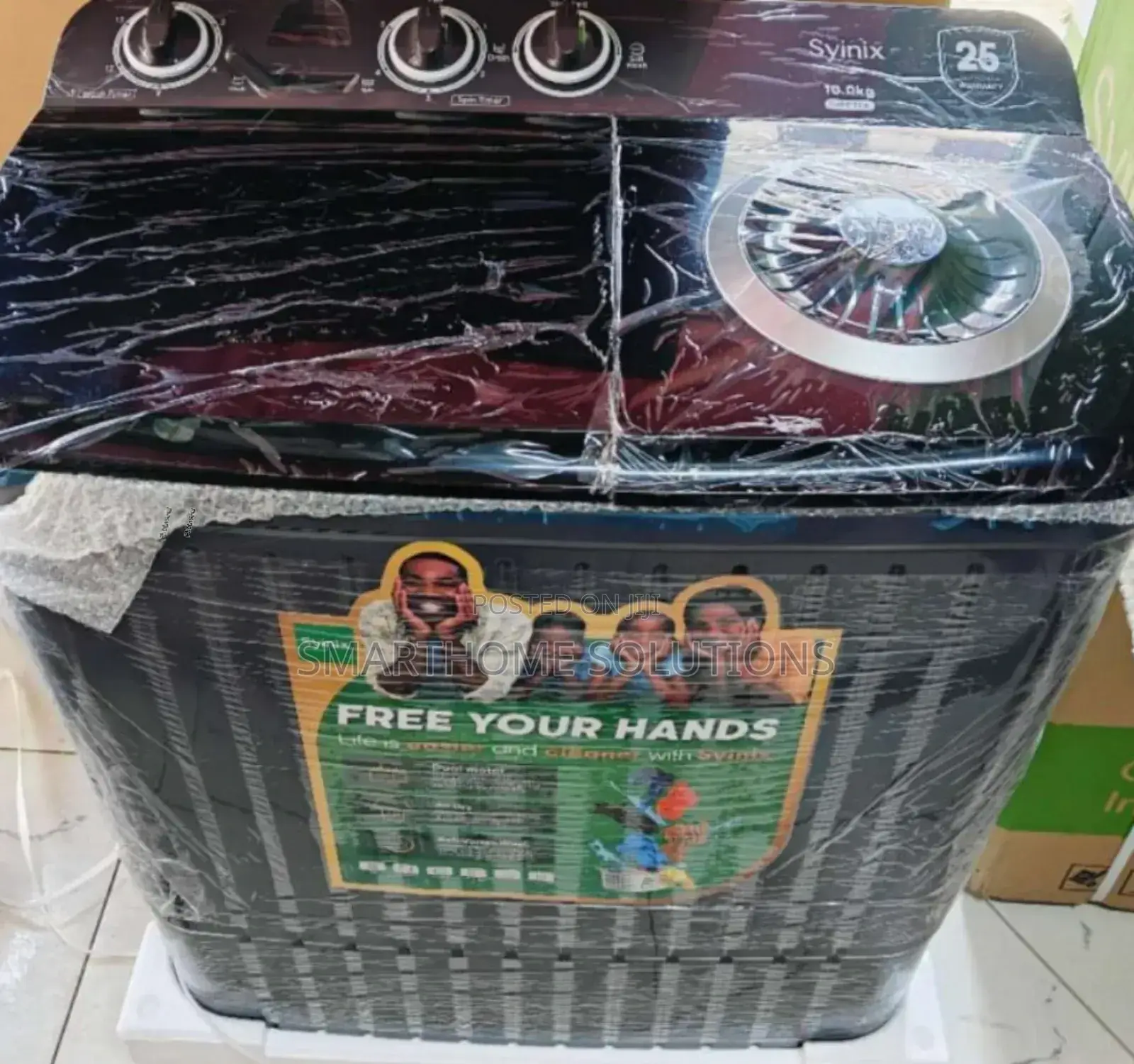 Black Syinix 10kgs Top Load Twin Tub Washing Machine S/10kg