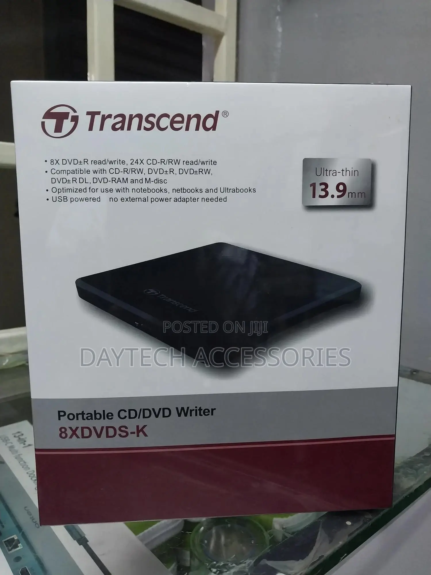 Transcend Slim Portable DVD Writer - Ts8xdvds-K