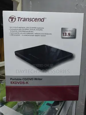 Transcend Slim Portable DVD Writer - Ts8xdvds-K
