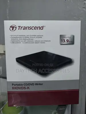 Transcend Slim Portable DVD Writer - Ts8xdvds-K