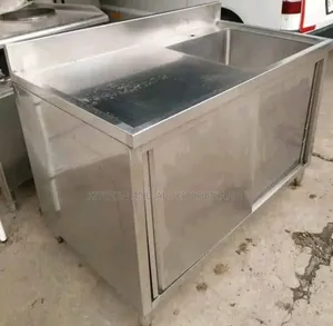 Stainless Steel Kitchen Cabinet Counter With Sliding Doors