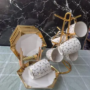 Gold and White Dinner Set Available