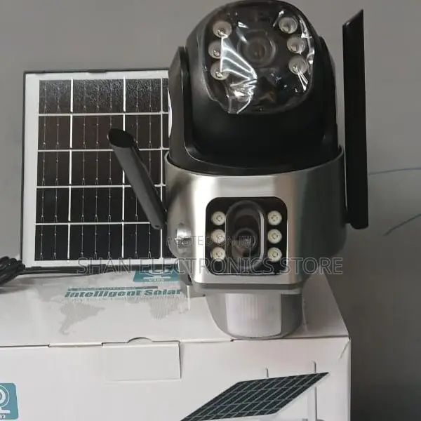 Solar CCTV Dual Lens 4g Sim PTZ V380 Pro Camera _Black