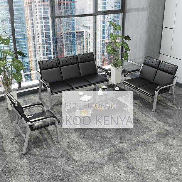 Office Sofa: 5- Seater Metallic Reception Office Sofa