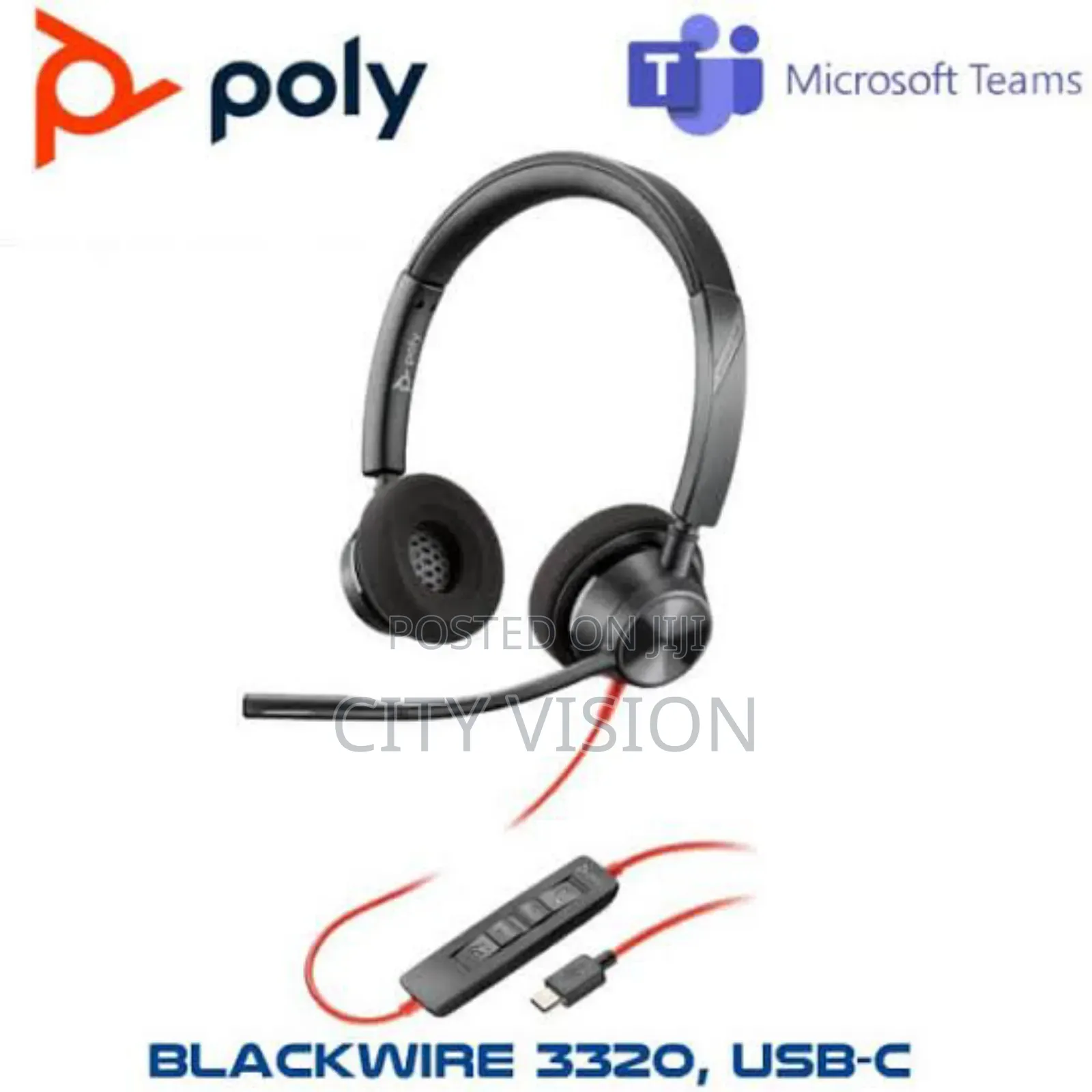 Poly Blackwire (3320) Wired Dual-Ear Headset With Boom Mic