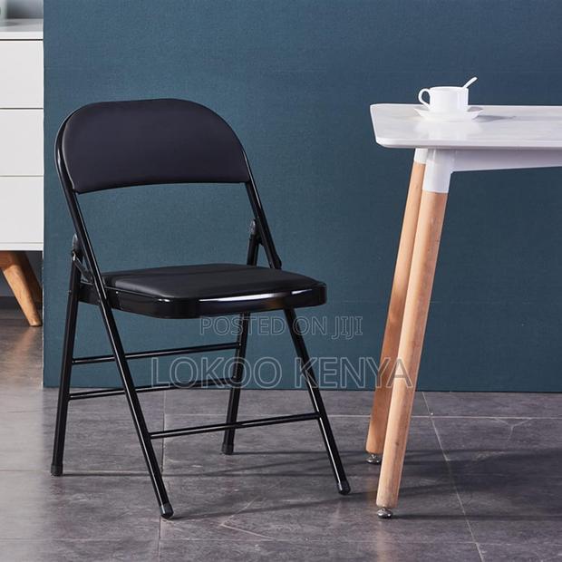 Office Chair: Foldable Black Metallic Chair