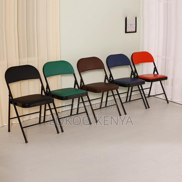 Office Chair: Foldable Black Metallic Chair - thumbnail 5