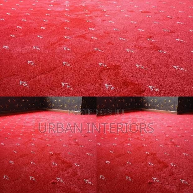 Executive Carpets. Red Wall to Wall Carpets Arrow Designed