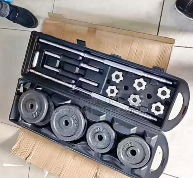 With Barbell - 50kg Chrome Metal Dumbbells