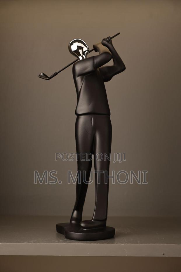 Golfer Sculpture Ceramic Decor Piece