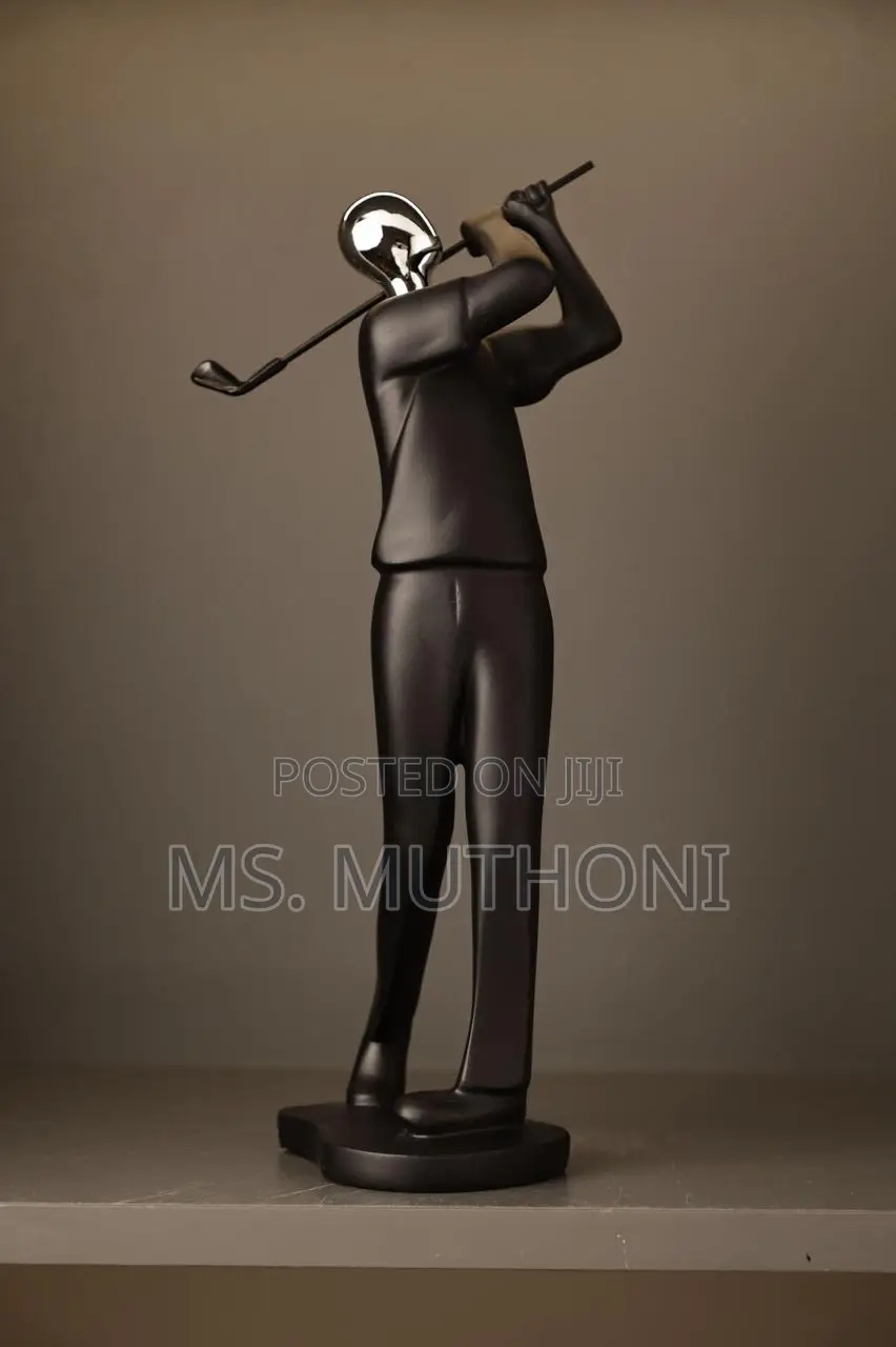 Golfer Sculpture Ceramic Decor Piece