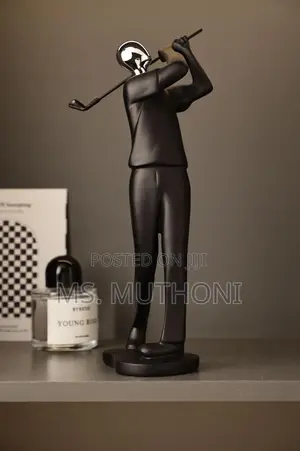 Golfer Sculpture Ceramic Decor Piece